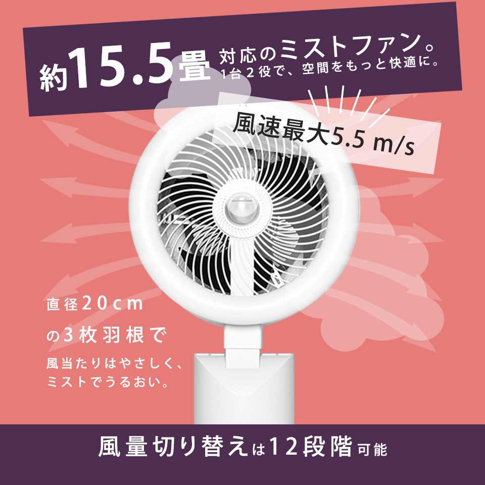 約15.5畳対応のミストファン。