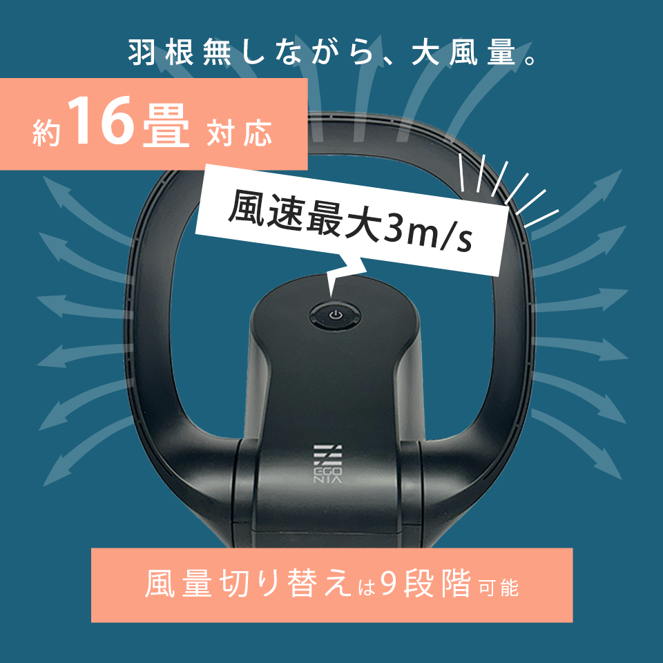 約16畳対応、羽なしながら、大風量。